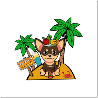 Cute Small Dog on a tropical island Posters and Art